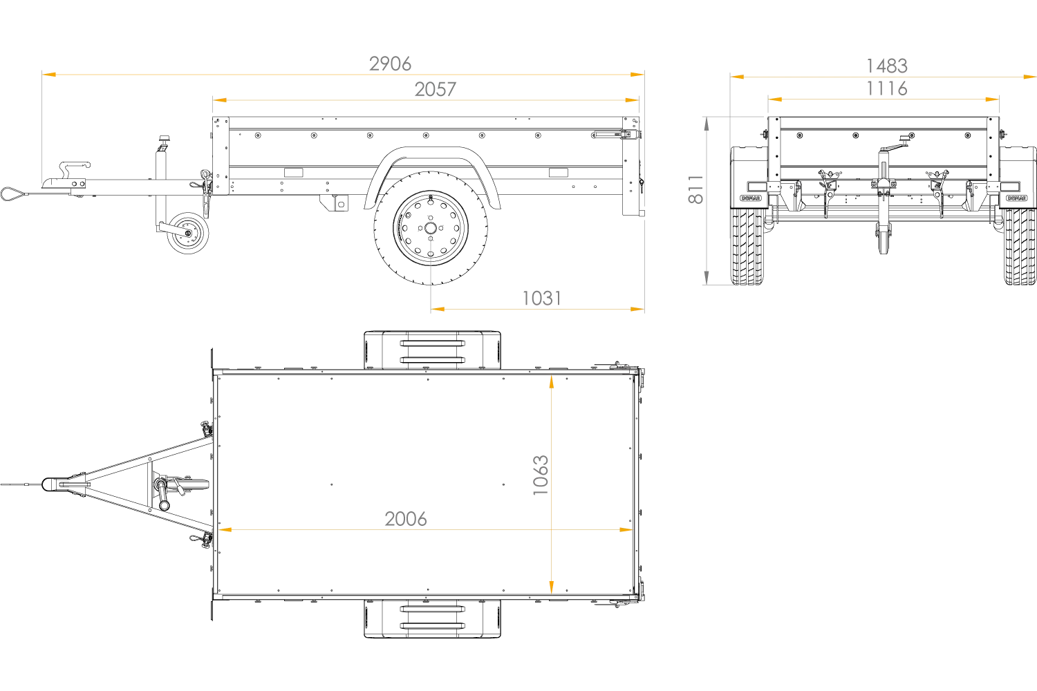 Gartenanhänger 200 Kipp mit Stützrad, H-0-Rahmen und blauer Plane-Neu – Image 7