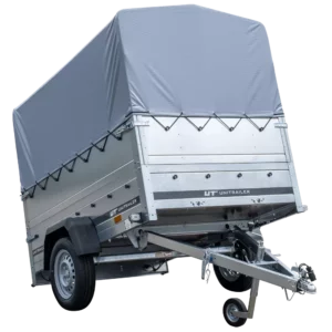 Pkw Anhänger 750 kg ungebremst Garden Trailer 201 KIPP mit zusätzlichen Bordwänden, Stützrad, Hochplane und Hochspriegel-Neu