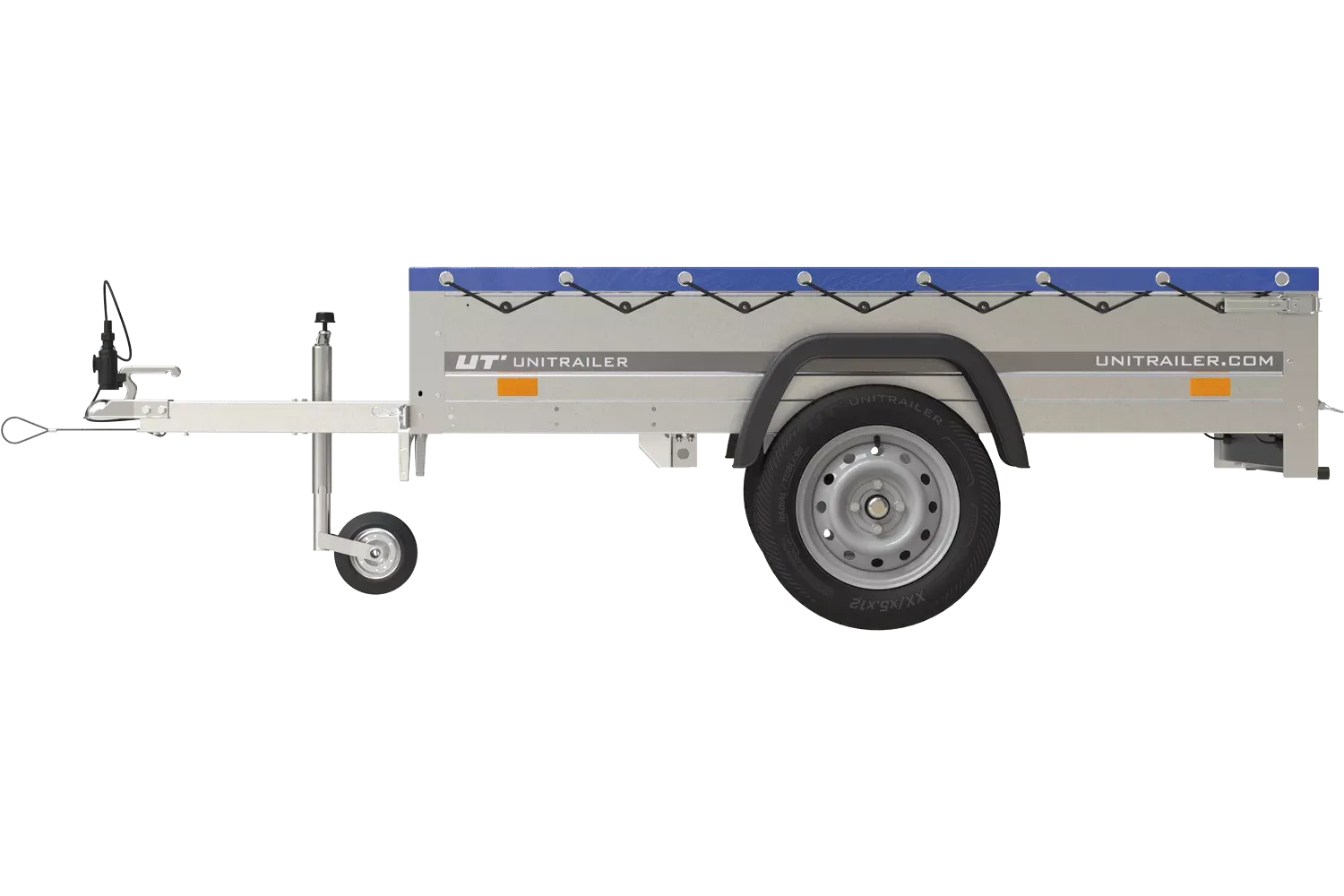 Gartenanhänger 200 Kipp mit Stützrad, H-0-Rahmen und blauer Plane-Neu – Image 6
