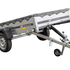 Kipper Pkw Anhänger Garden Trailer 230 KIPP [230 cm x 125 cm] mit Flachplane, Stützrad und Planenträger-Neu