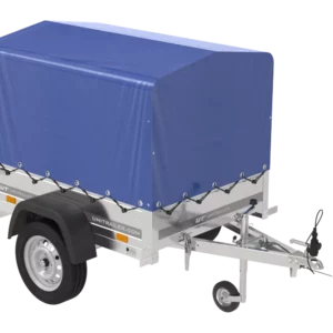 Anhänger 150 KIPP 150×106 cm [mit blauer Hochplane, Hochspriegel und Stützrad]-Neu