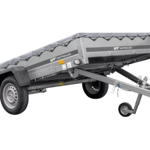 PKW Anhänger 264×150 Unitrailer Garden 265 KIPP mit Flachplanenträger und grauer Plane-Neu