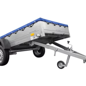 Einachs-tieflader Garden Trailer 264 Kipp Mit Stützrad, Querstreben Und Blauer Flachplane-Neu