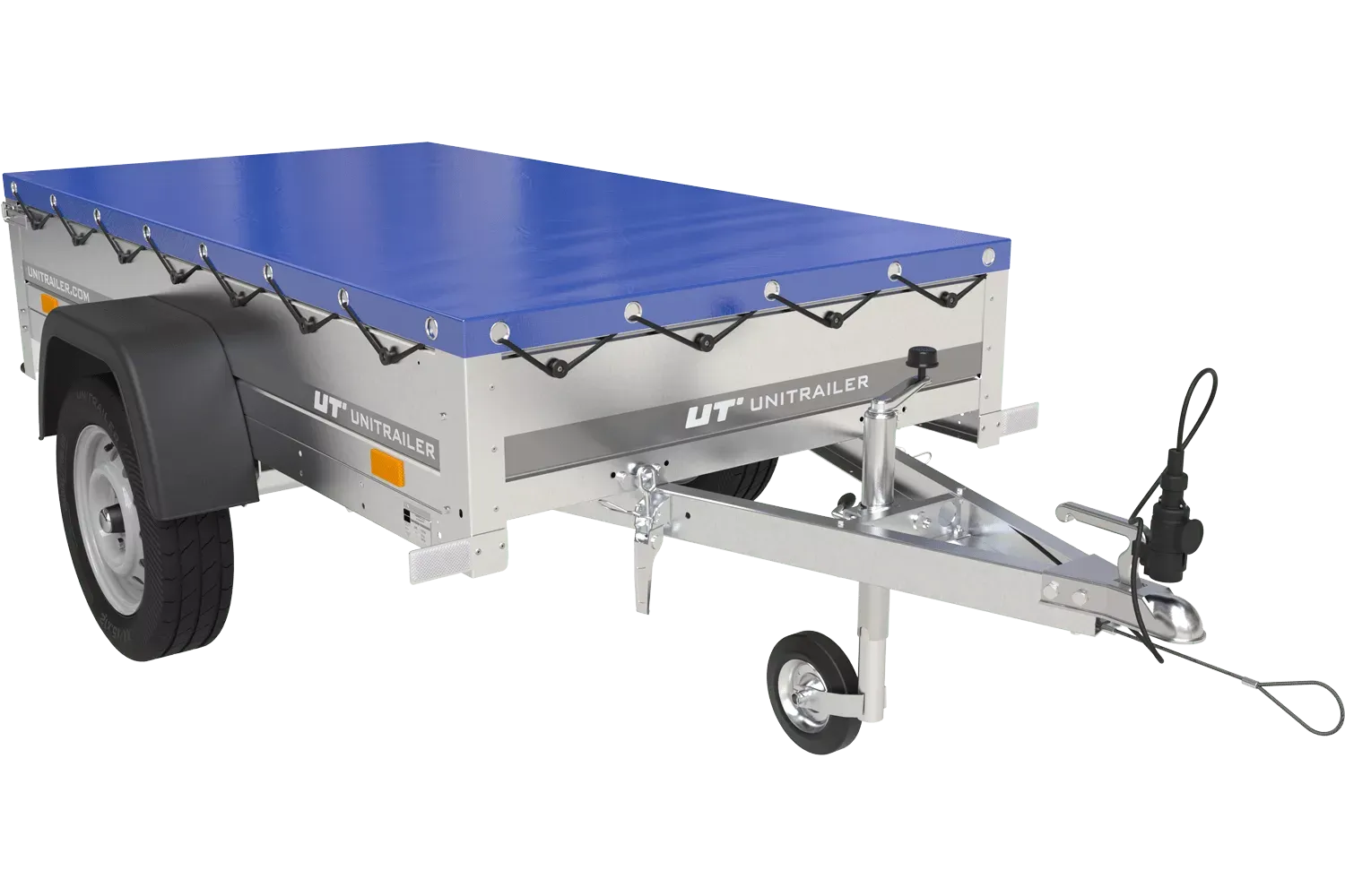 Gartenanhänger 200 Kipp mit Stützrad, H-0-Rahmen und blauer Plane-Neu