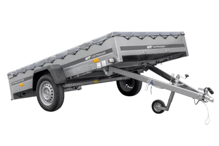 PKW Anhänger 264×150 Unitrailer Garden 265 KIPP mit Flachplanenträger und grauer Plane-Neu