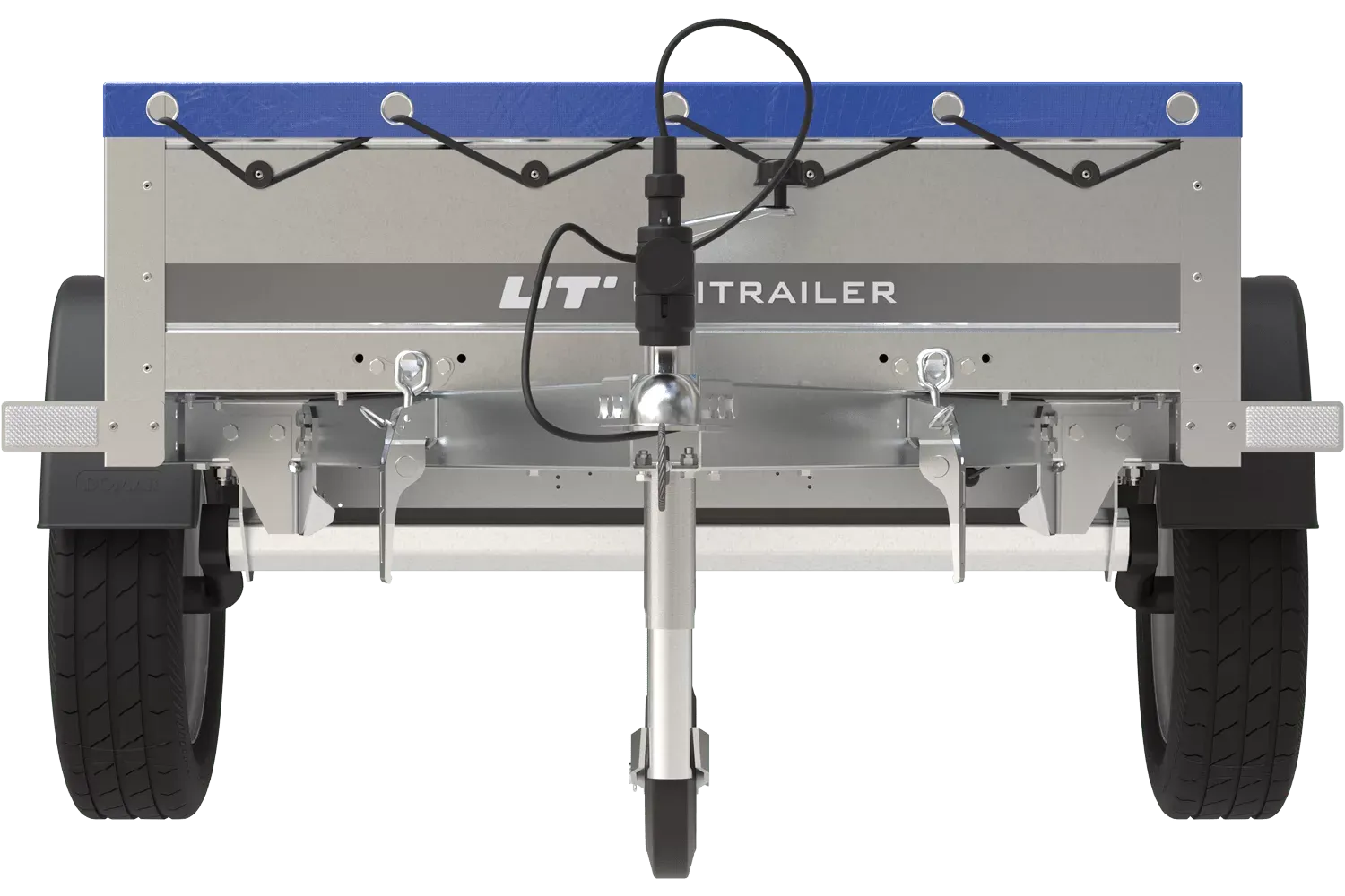 Gartenanhänger 200 Kipp mit Stützrad, H-0-Rahmen und blauer Plane-Neu – Image 2